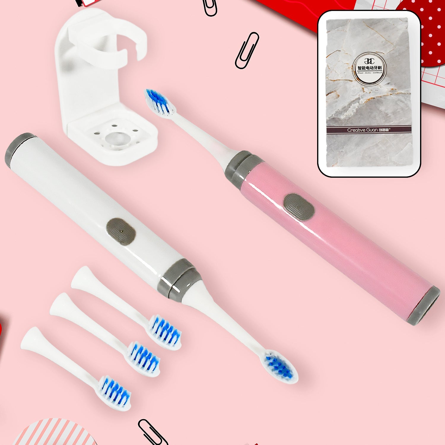 Adult Waterproof Electric Toothbrush Strong Sonic Charging with 4 Toothbrush Head and a toothbrush holder Adult Waterproof Electric Toothbrush Strong Sonic Charging with 4 Toothbrush Head and a toothbrush holder